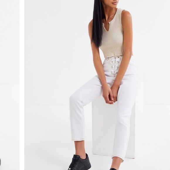 New!Urban outfitters high rise lace up jeans NWT - Picture 3 of 5